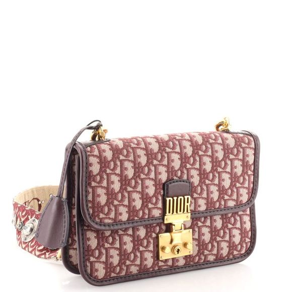 Christian Dior Dioraddict Flap Bag with Strap Oblique Canvas Medium Red - Picture 3 of 7